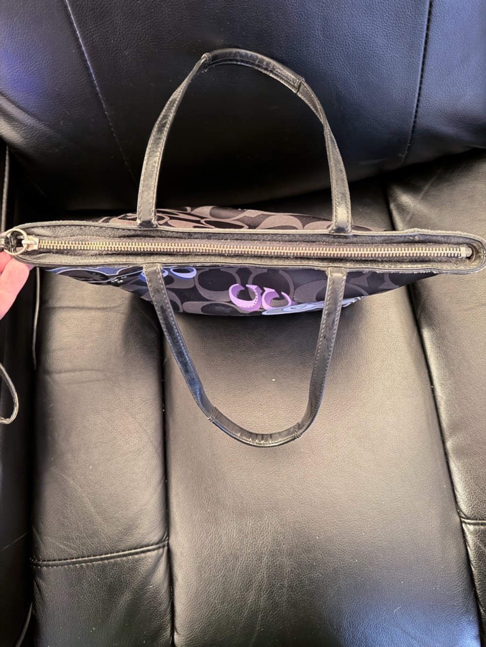 Coach Black Signature Tote with Purple and Pink Accents - Picture 6 of 8